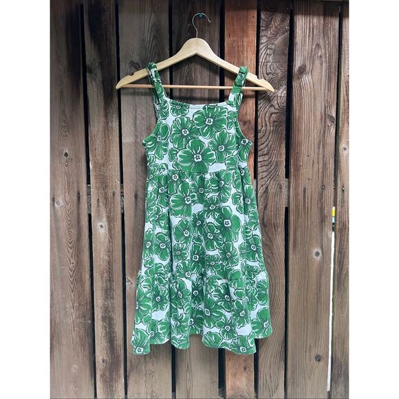 Tahari Girls Green White Floral Print Summer Dress Size 12 - Picture 1 of 6